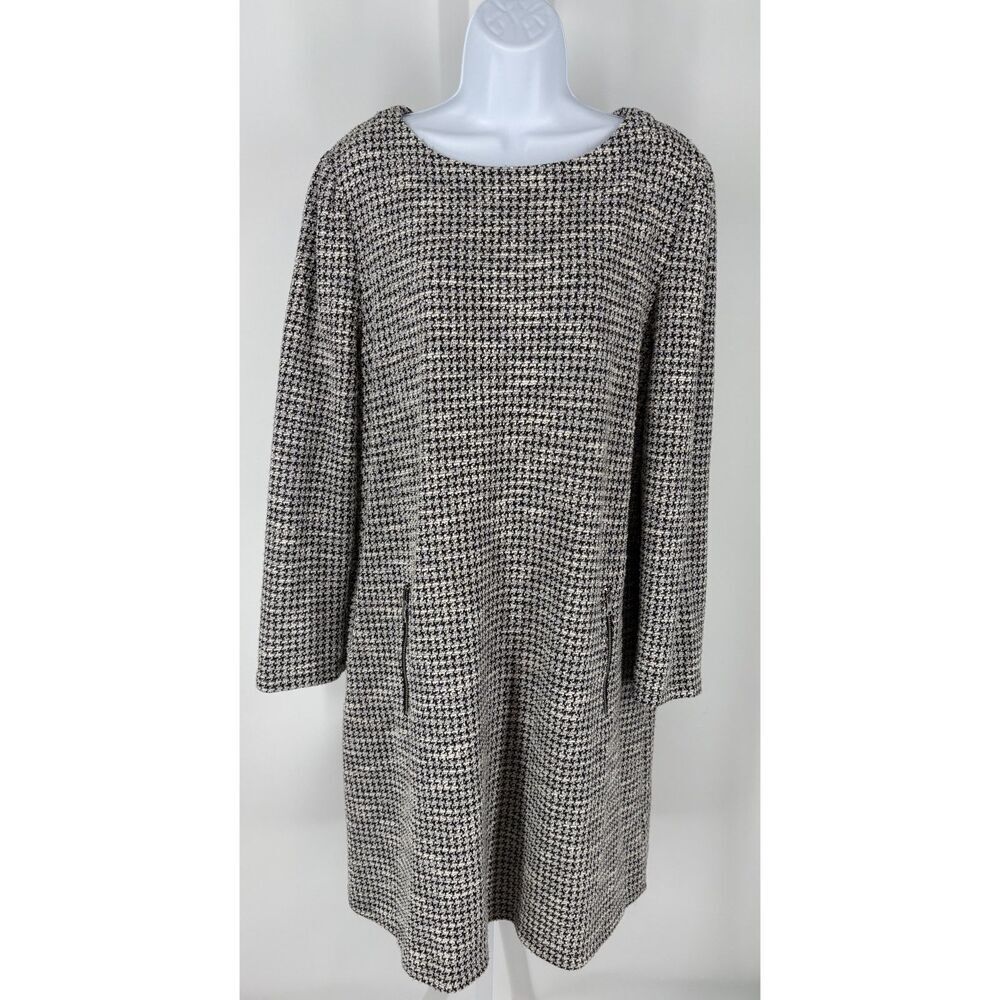 GAP Houndstooth Shift Black & White Long Sleeve Dress